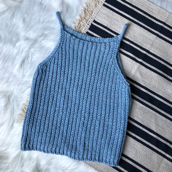 Vintage Tops - vintage knit baby blue tank top made in italy